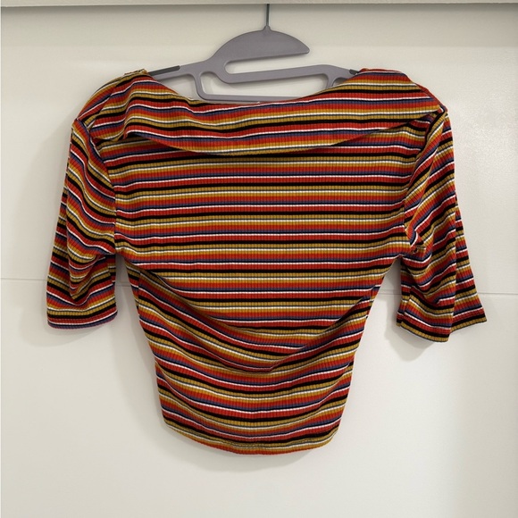 Fashion Nova Colorful Striped V-Neck Crop Top. Size Small. Worn once. - Picture 2 of 3
